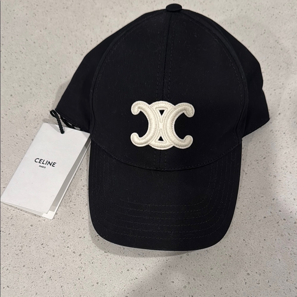 Celine Black Cap with White Logo